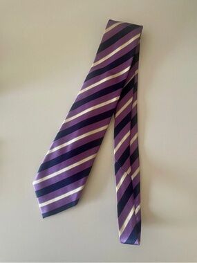 Massimo Dutti Men's Purple & Navy Stripes Tie – Stylish Designer Necktie